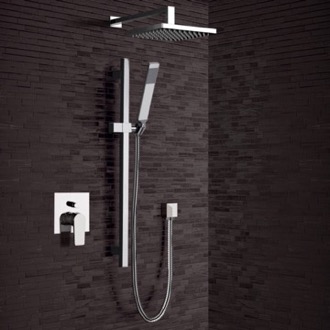Chrome Shower System with 8 Inch Rain Shower Head and Hand Shower Remer SFR20